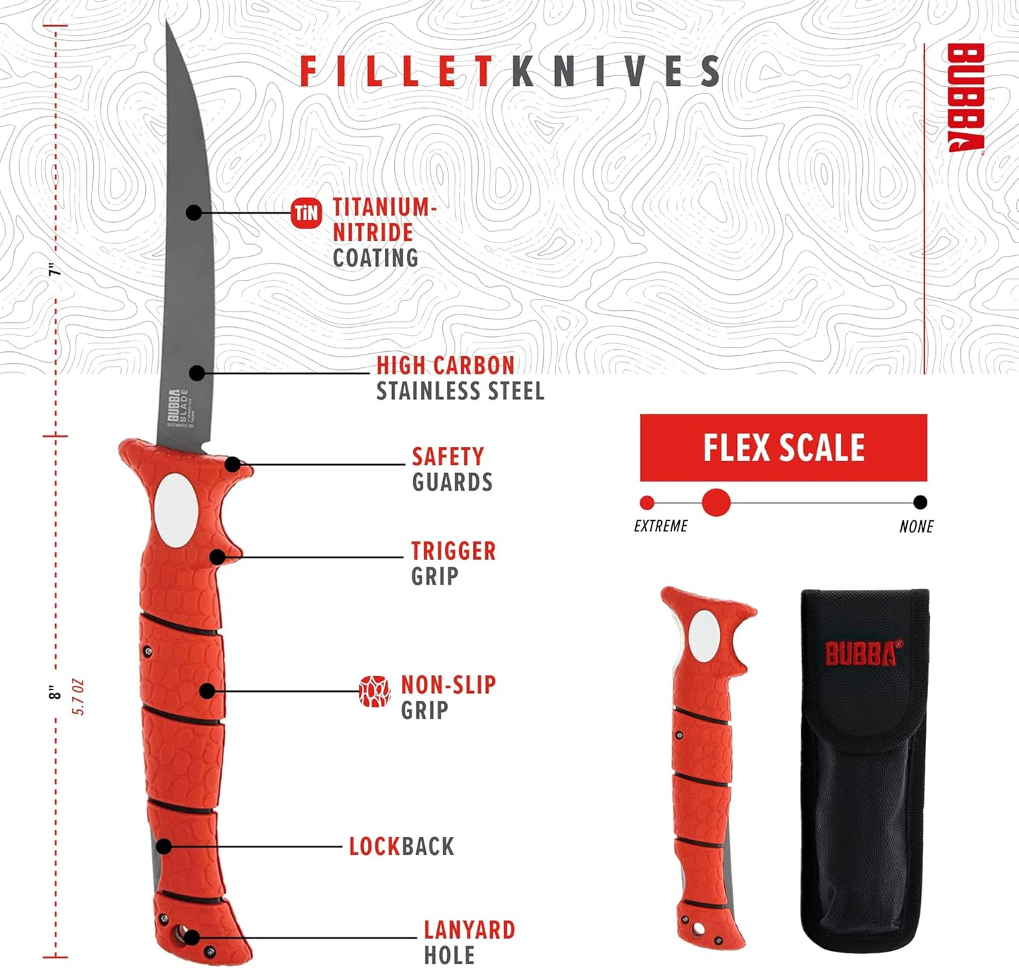 Bubba Blades 7 Inch Tapered Flex Folding Knife Model # 1112554