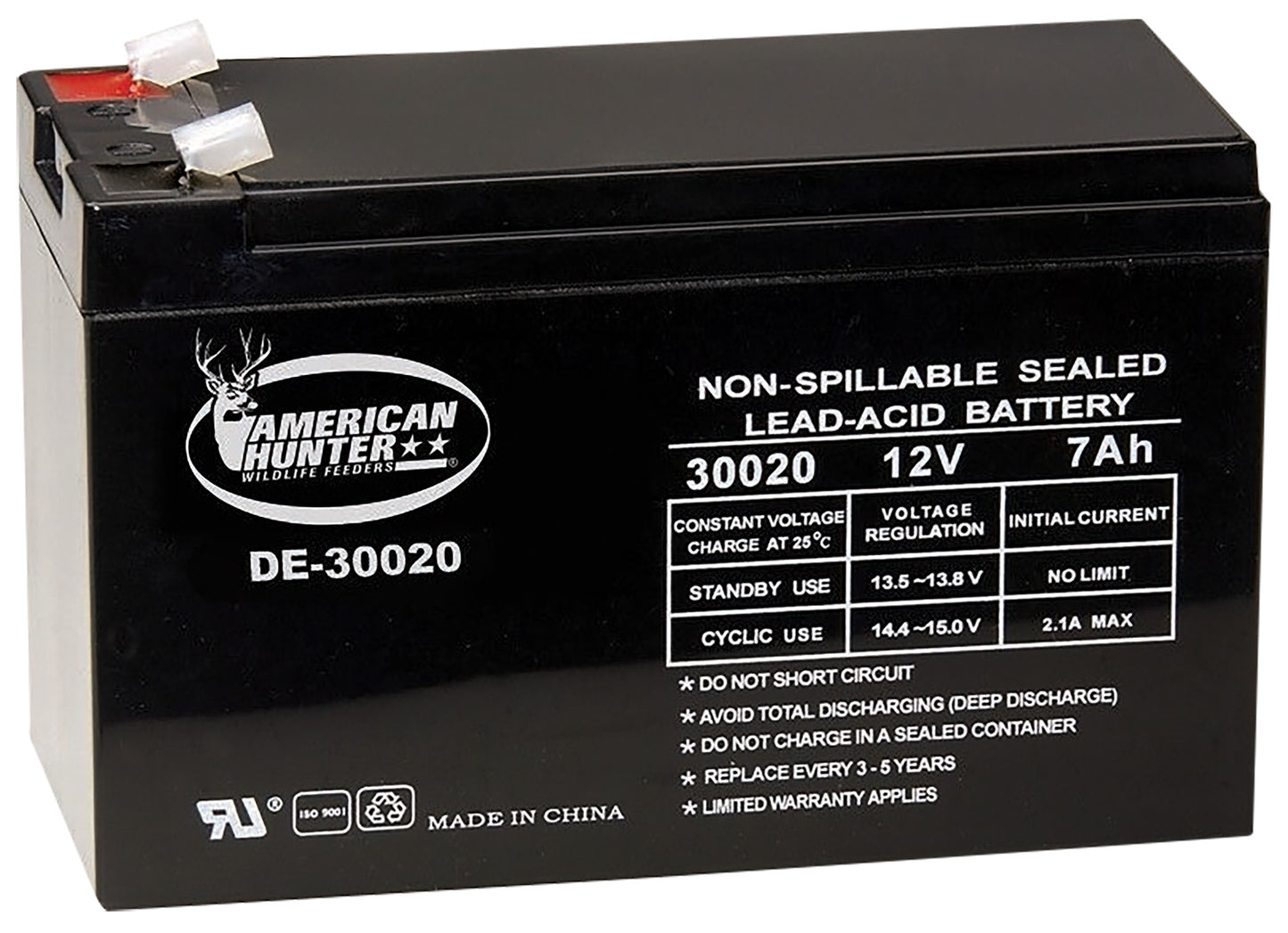 American Hunter DE30020 HR Rechargeable Battery Black 12 Volt 7 AMP