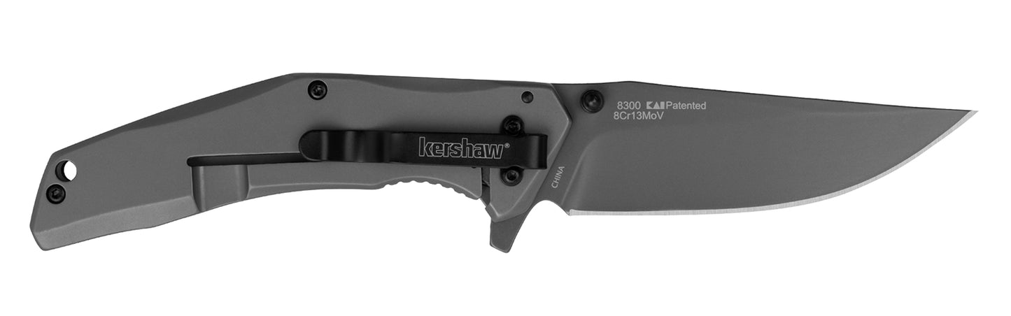 Kershaw 8300 DuoJet 3.25" Folding Clip Point Plain Gray TiCN 8Cr13MoV SS Blade Gray TiCN Stainless Steel Handle Includes Pocket Clip