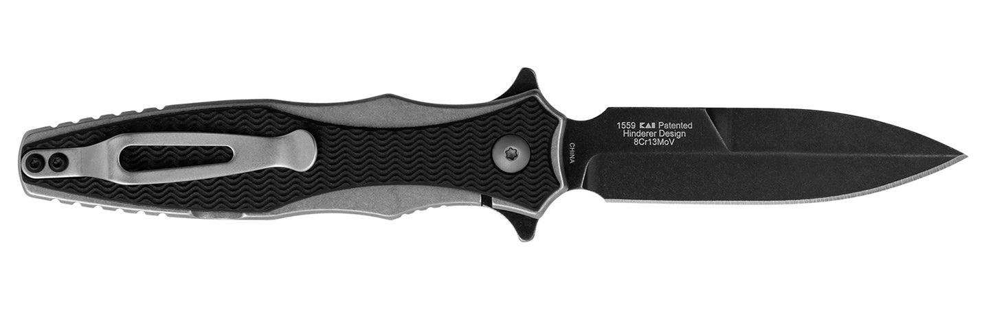 Kershaw 1559 Decimus 3.25" Folding Spear Point Plain Blackwash 8Cr13MoV SS Blade Black/Stonewashed Nylon/SS Handle Includes Pocket Clip