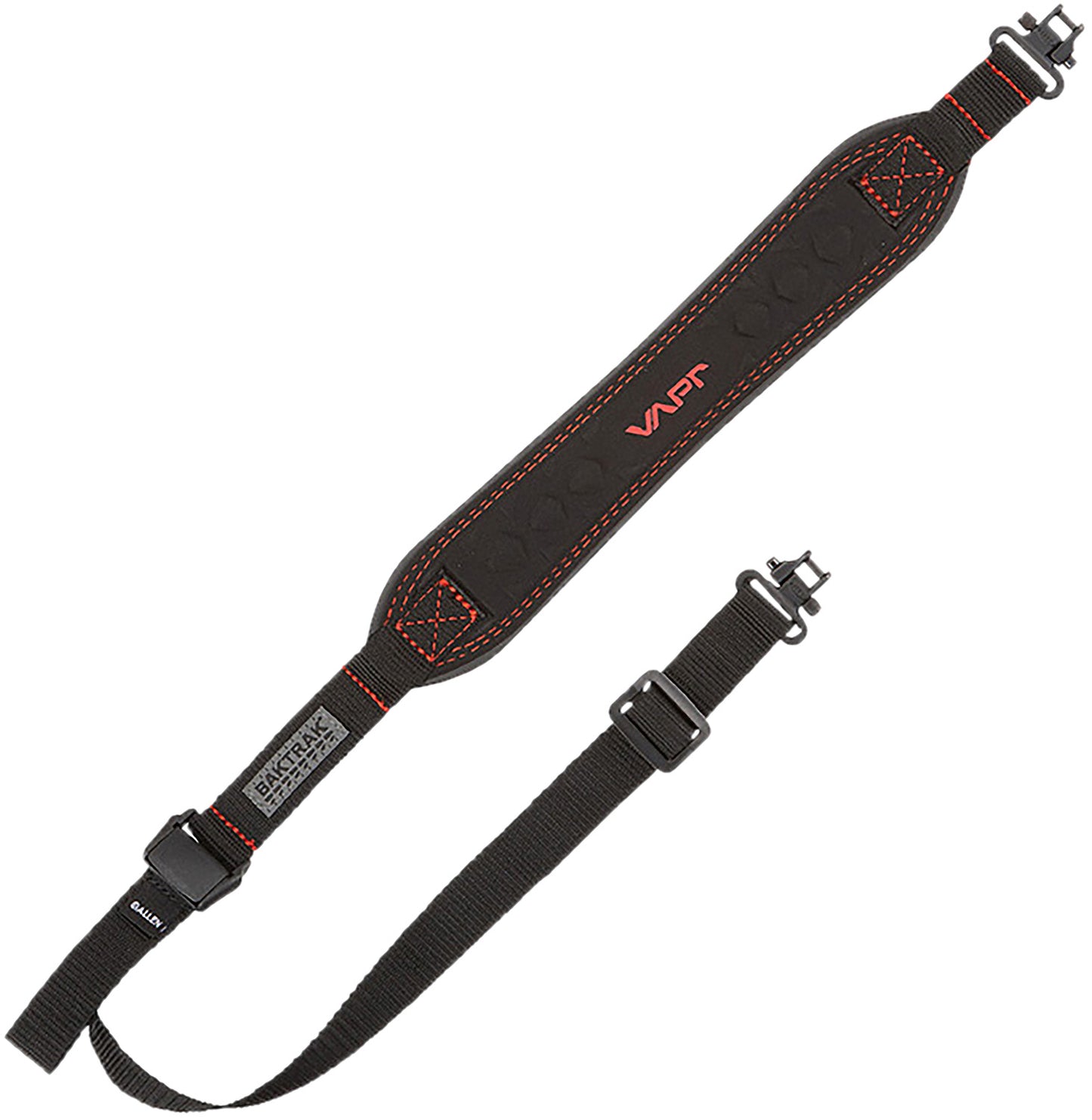 Allen 8375 Vapor Rifle Sling w/Swivels Black w/Red Accents Nylon Webbing, BakTrak Grip Panel Back, Adjustable Design w/Cam Lock Buckle
