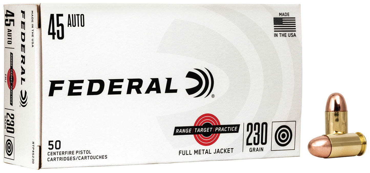 Federal RTP45230 Range & Target 45ACP 230gr Full Metal Jacket 50 Per Box/20 Case