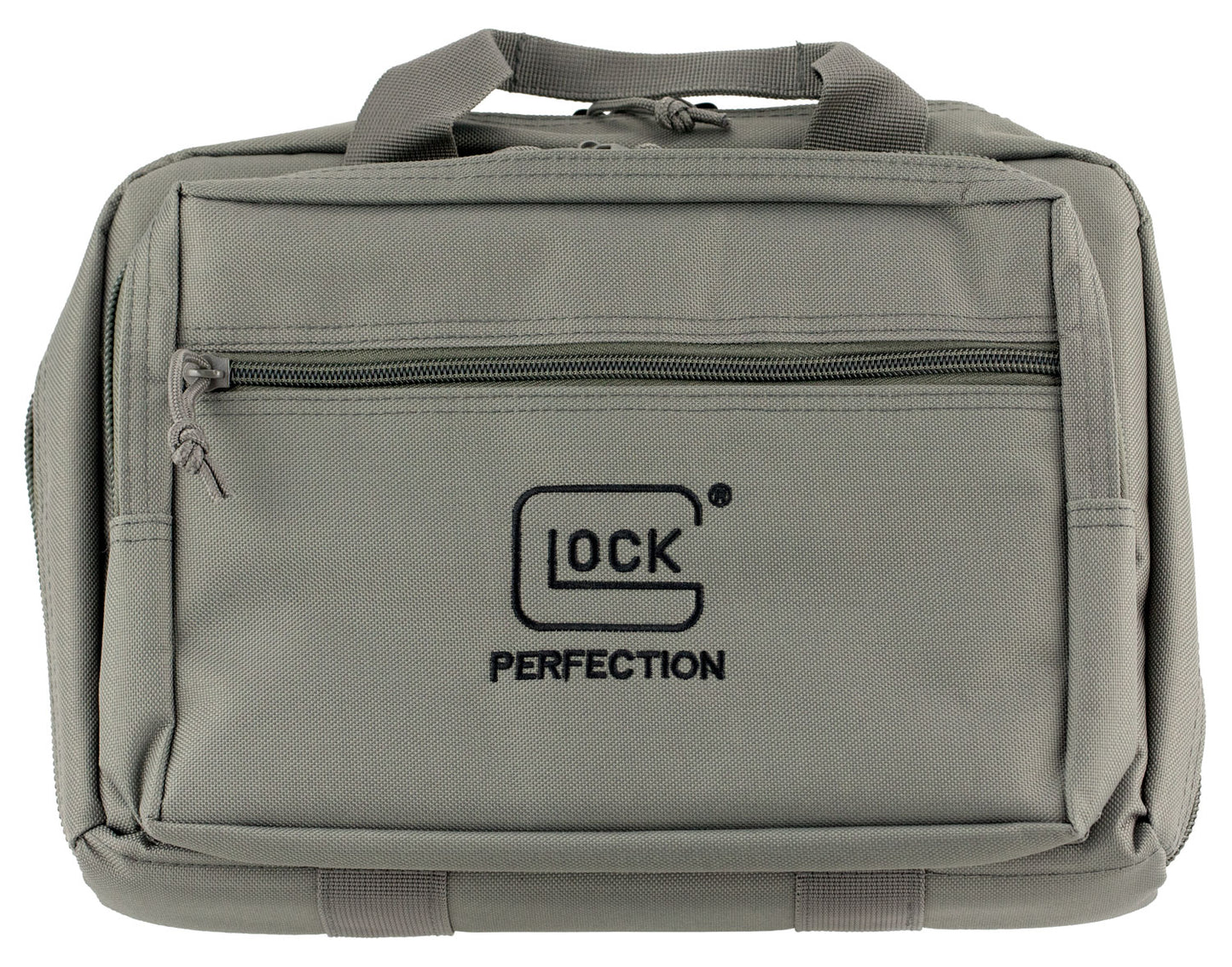Glock AP60301 Double Pistol Case Dual Padded Compartments, 5 Internal Mag Holders, 3 Zippered Compartments, Carry Handle, Gray, 12.5"x9.5"x4.5"