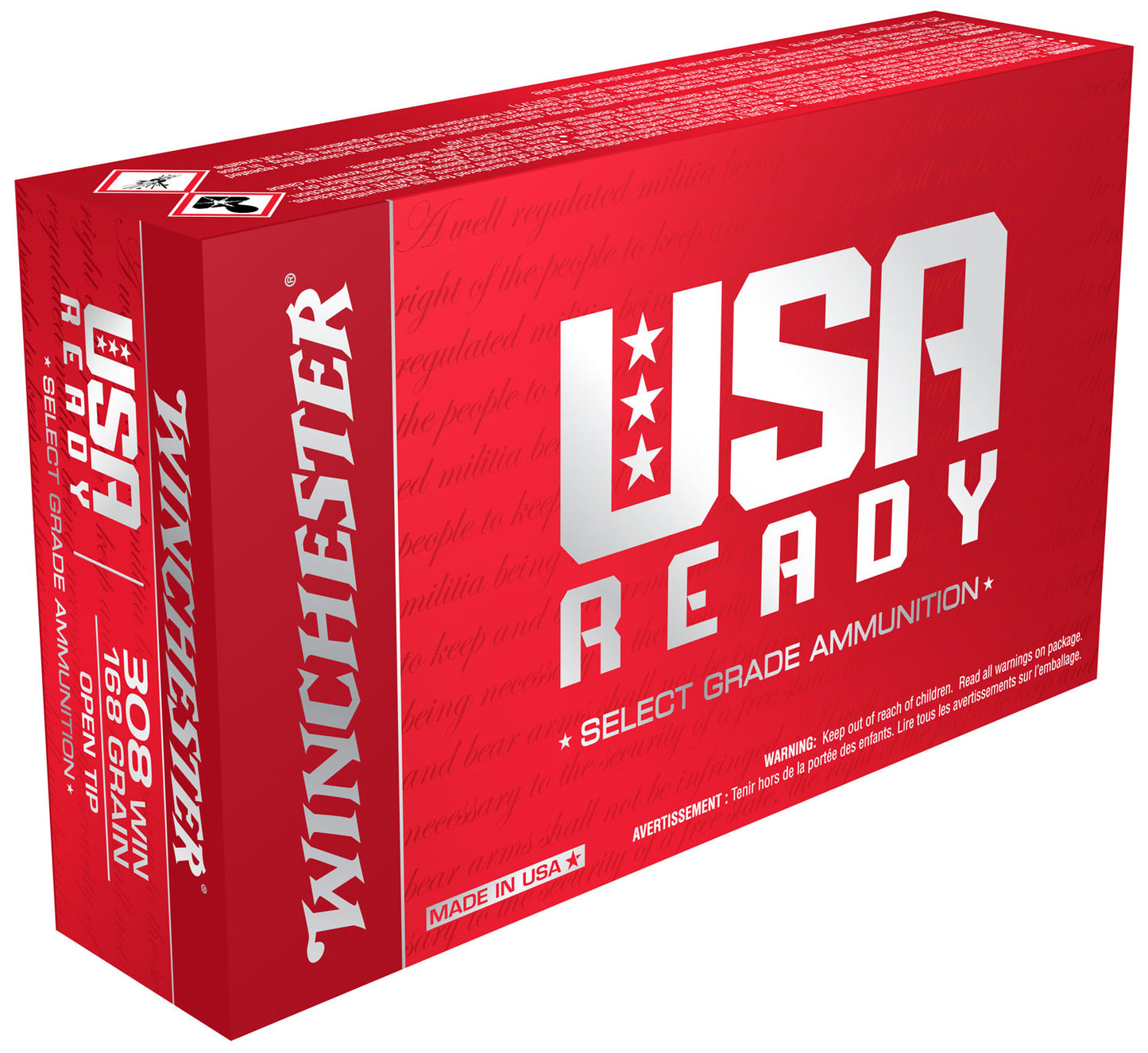 Winchester Ammo RED308 USA Ready 308Win 168gr Open Tip Range 20 Per Box/10 Case