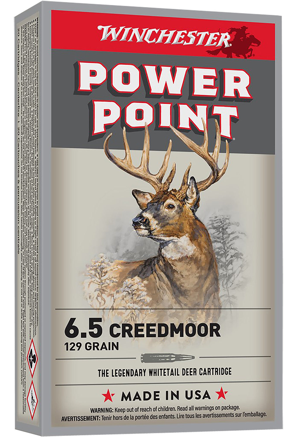 Winchester Ammo X651 Power-Point 6.5Creedmoor 129gr 20 Per Box/10 Case