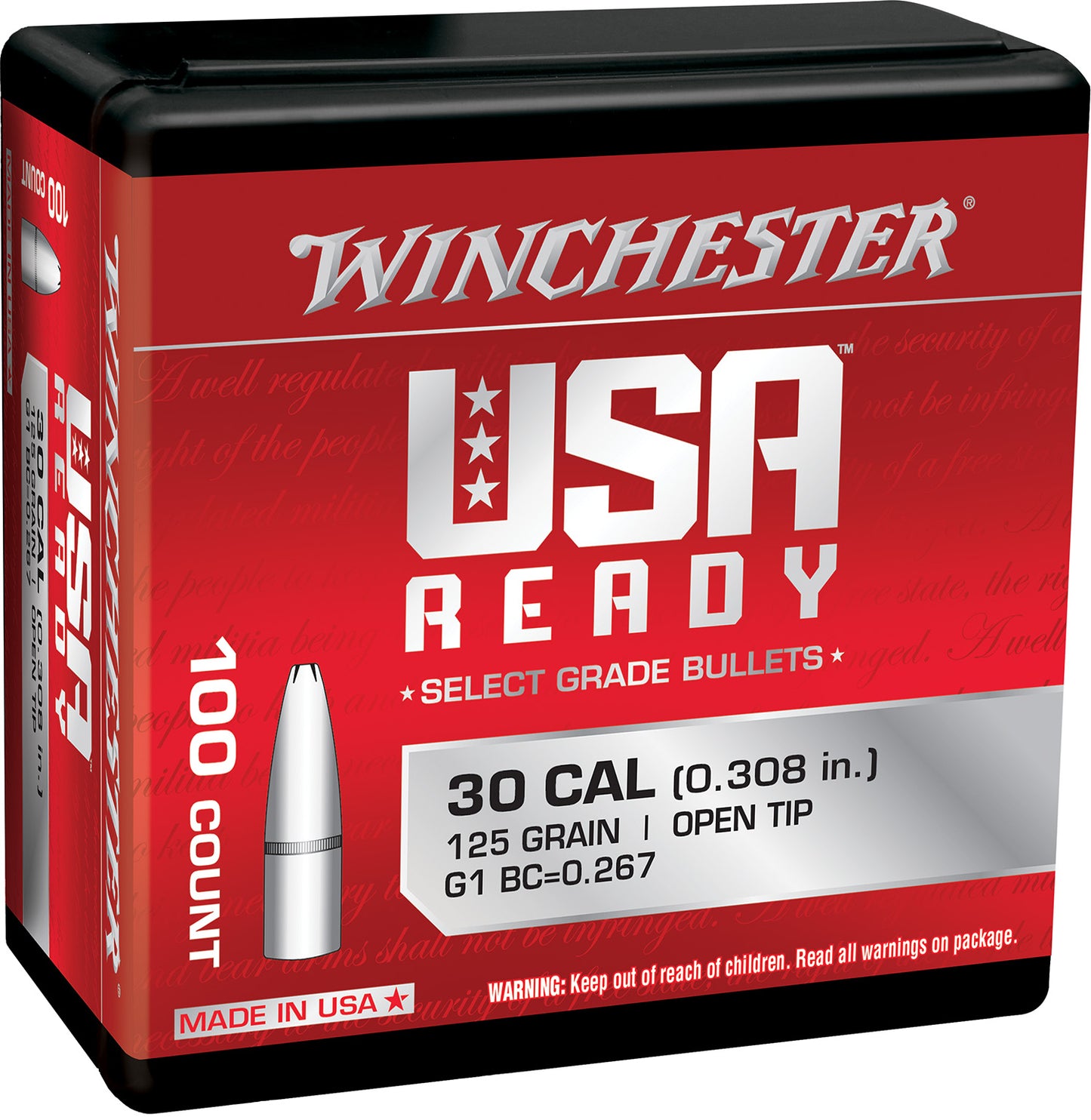 Winchester Ammo WBR30125 Centerfire Rifle 308Win 125gr Open Tip 100 Per Box/10 Case