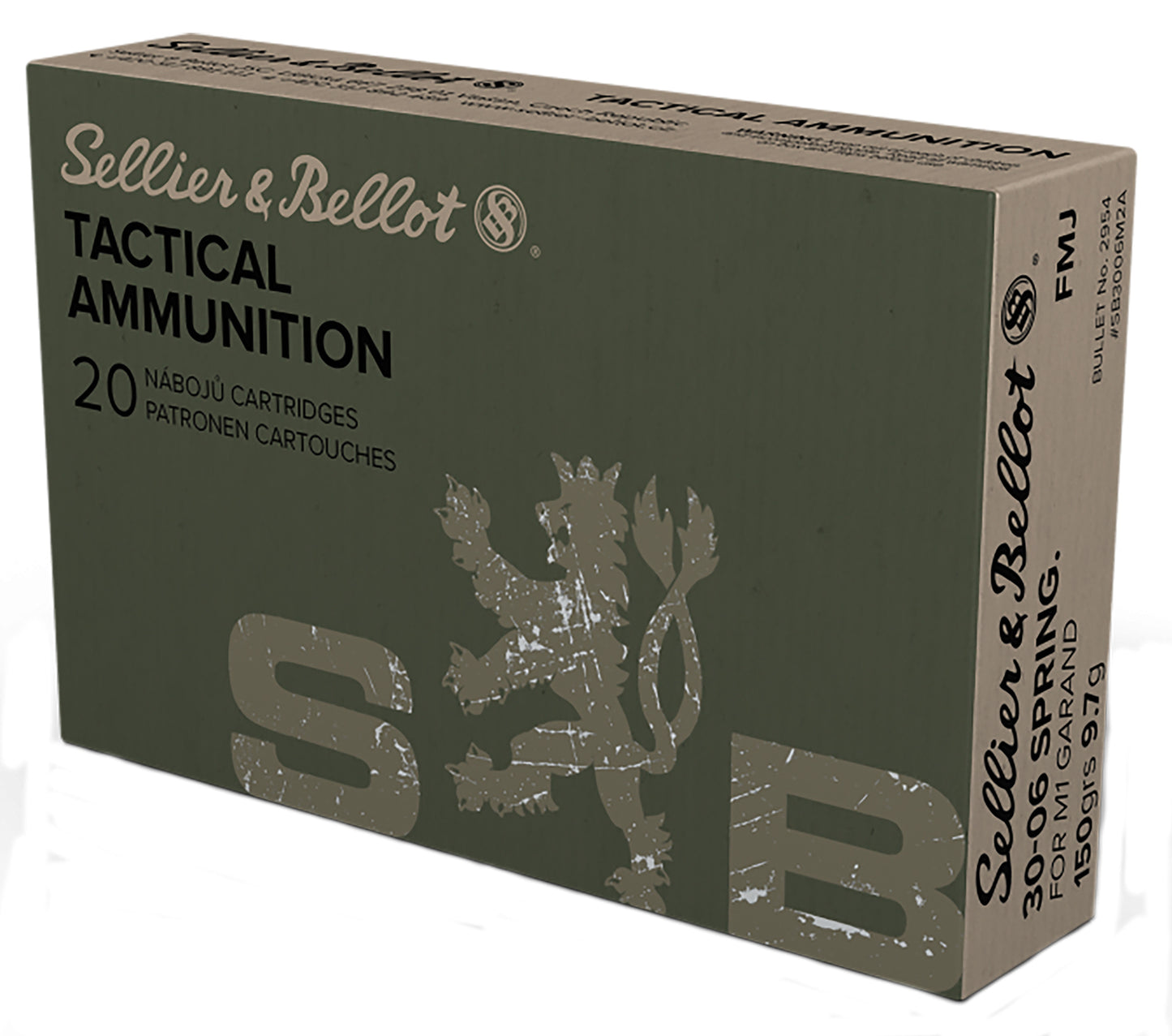 Sellier & Bellot SB3006M2 Rifle 30-06Springfield 150gr Full Metal Jacket 20 Per Box/20 Case