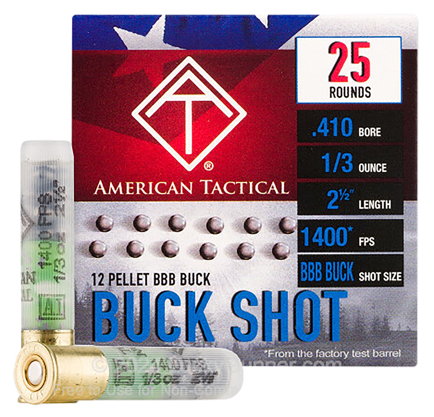 ATI ATIAC410BBB Shotshell 410Gauge 12Pellets BBBShot 25 Per Box/10 Case