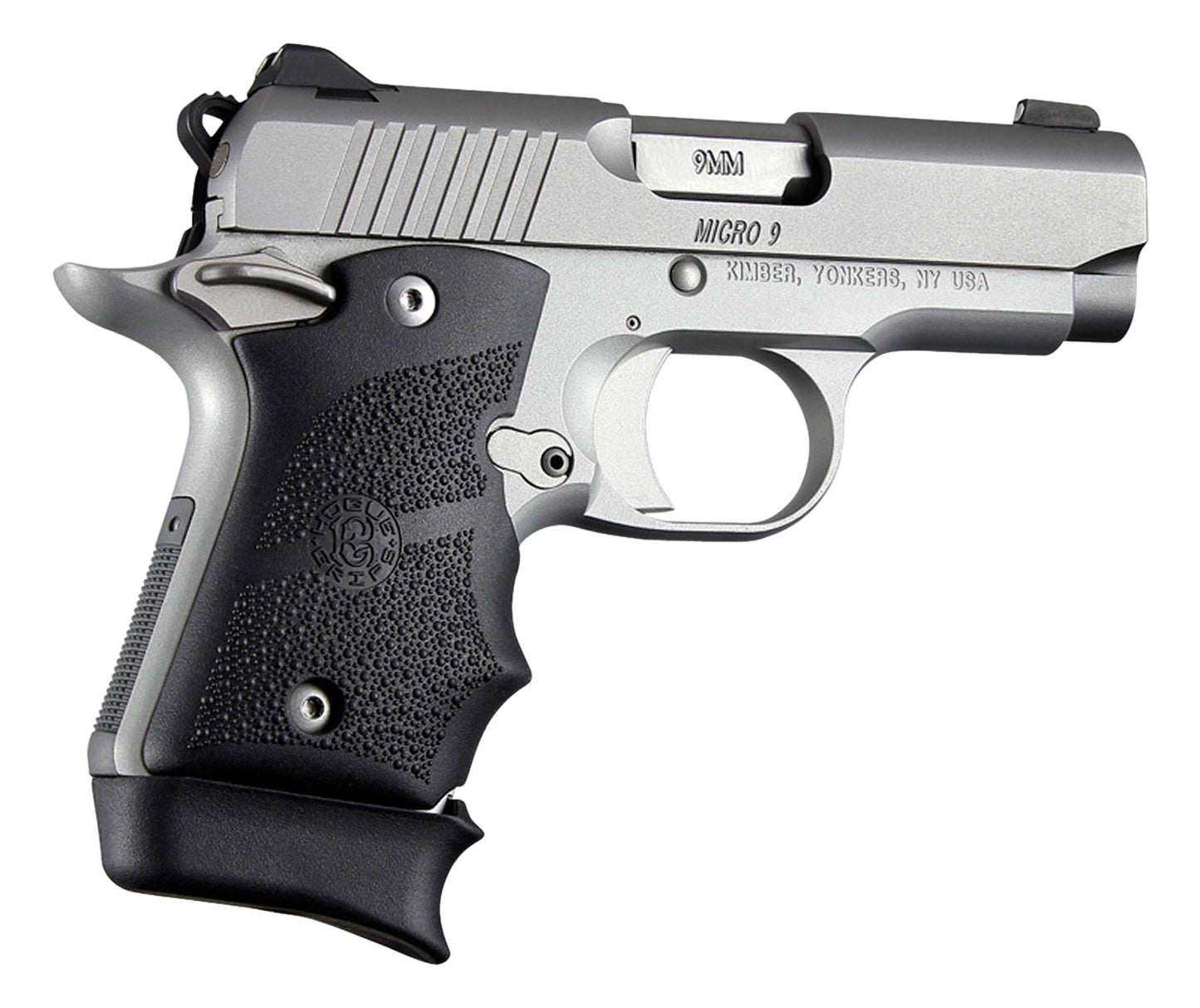 Hogue 39080 Rubber Grip Cobblestone Black with Finger Grooves for Kimber Micro 9