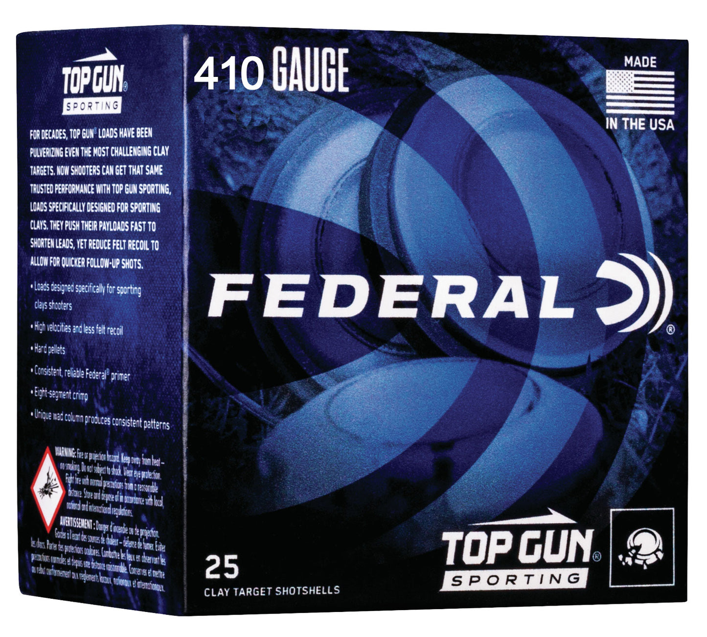 Federal TGS412148 Top Gun 410Gauge 2.50" 1/2oz 8Shot 25 Per Box/10 Case