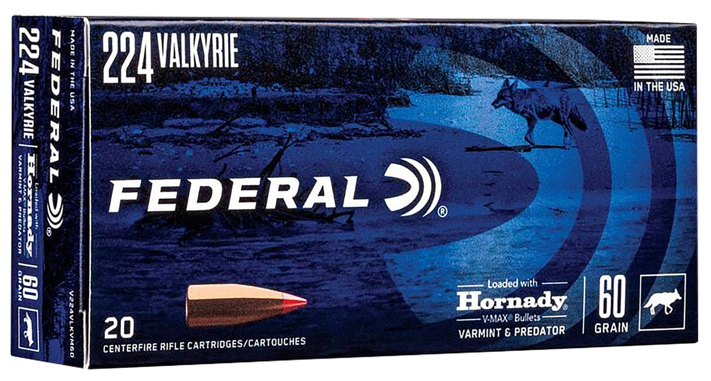 Federal V224VLKVM60 Varmint & Predator 224Valkyrie 60gr Hornady V-Max 20 Per Box/10 Case