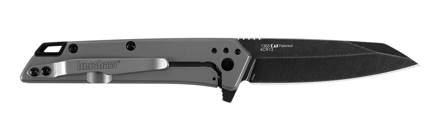 Kershaw 1365 Misdirect 2.90" Folding Reverse Tanto Plain Black Oxide Blackwash 4Cr14 Blade Gray Bead Blasted Stainless Steel Handle Includes Pocket Clip