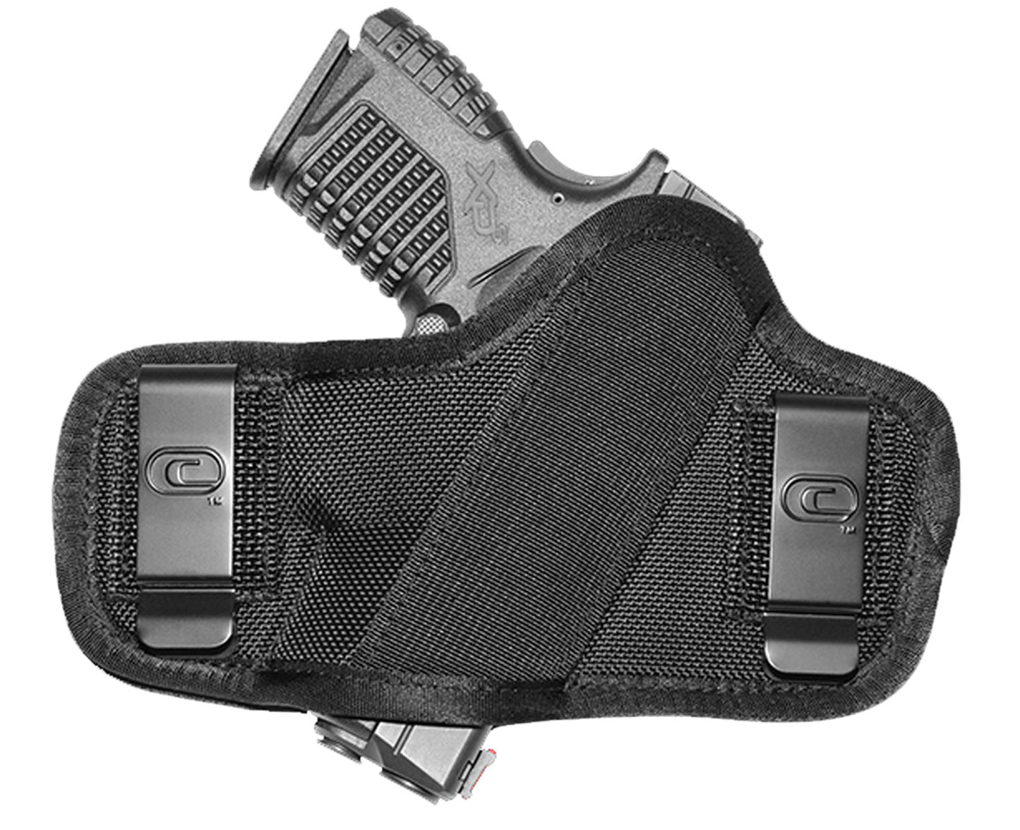 Crossfire Shooting Gear CRFCLPONSA1C3 The Clip-On OWB Black Ballistic Nylon Belt Clip Fits 3-3.50" Barrel Compact Ambidextrous