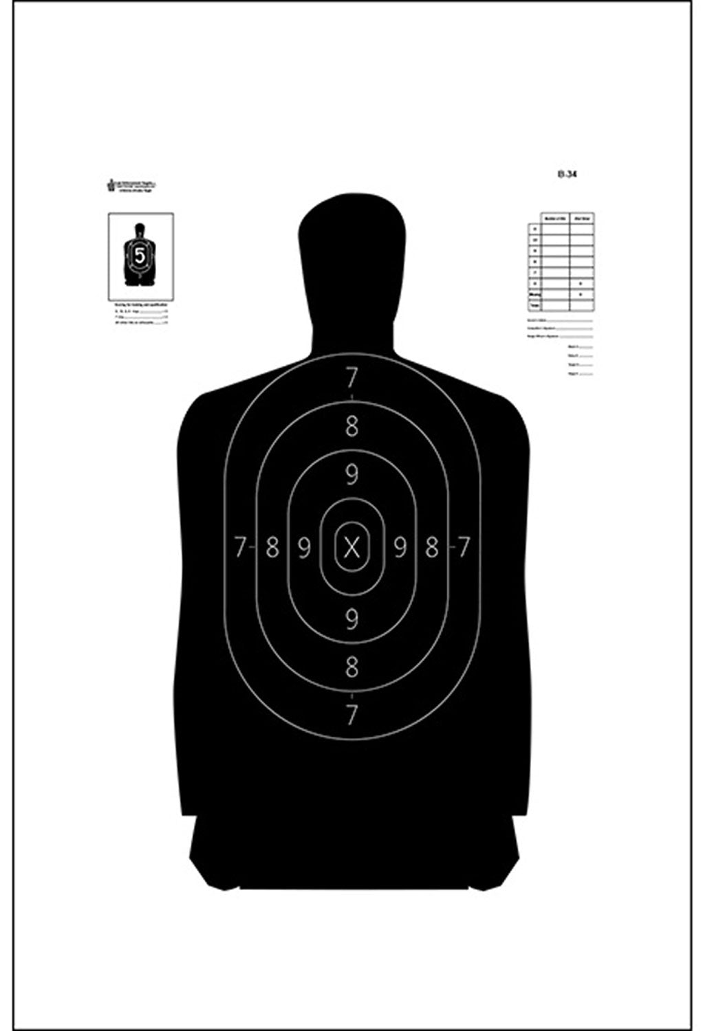Action Target B34100 Qualification Silhouette Paper Hanging 25 yds 17.50" x 23" Black/White 100 Per Box
