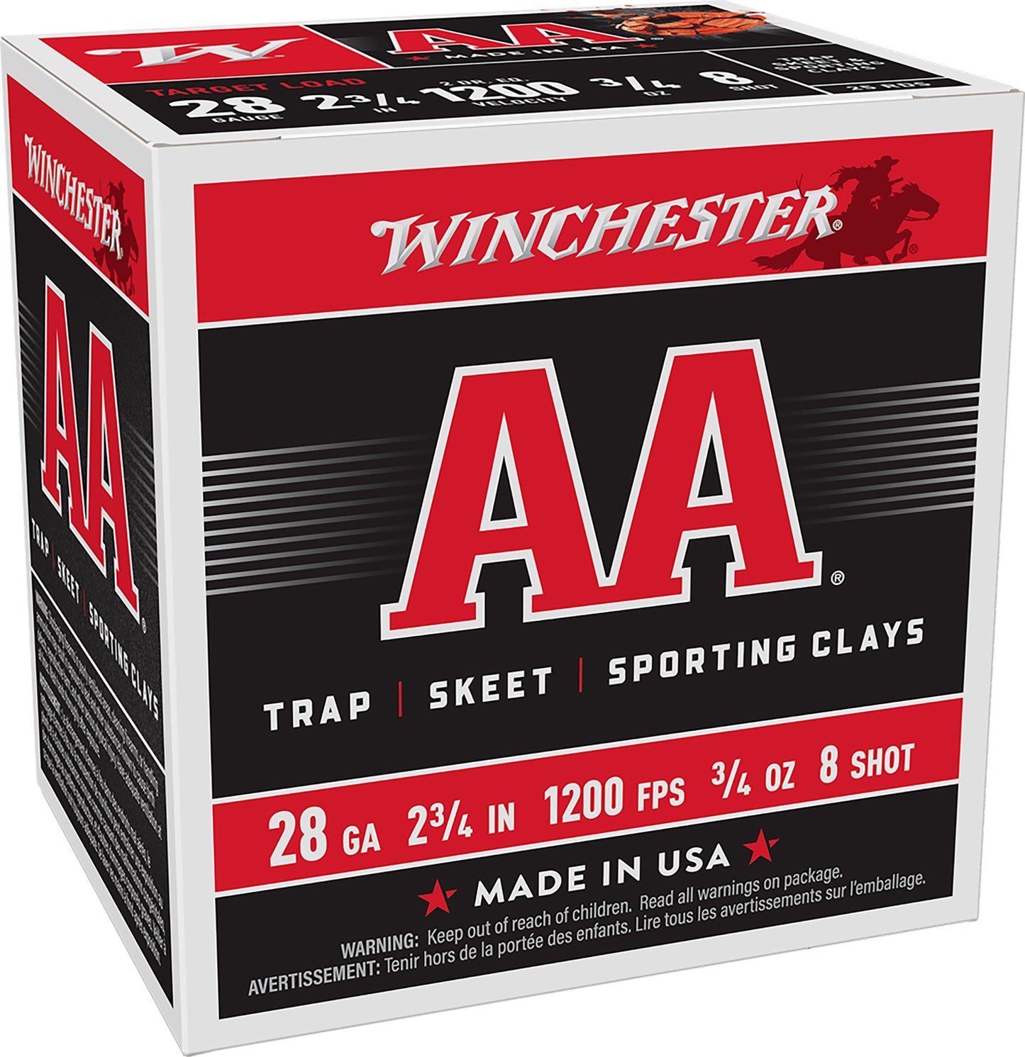 Winchester Ammo AA288 AA 28Gauge 2.75" 3/4oz 8Shot 25 Per Box/10 Case
