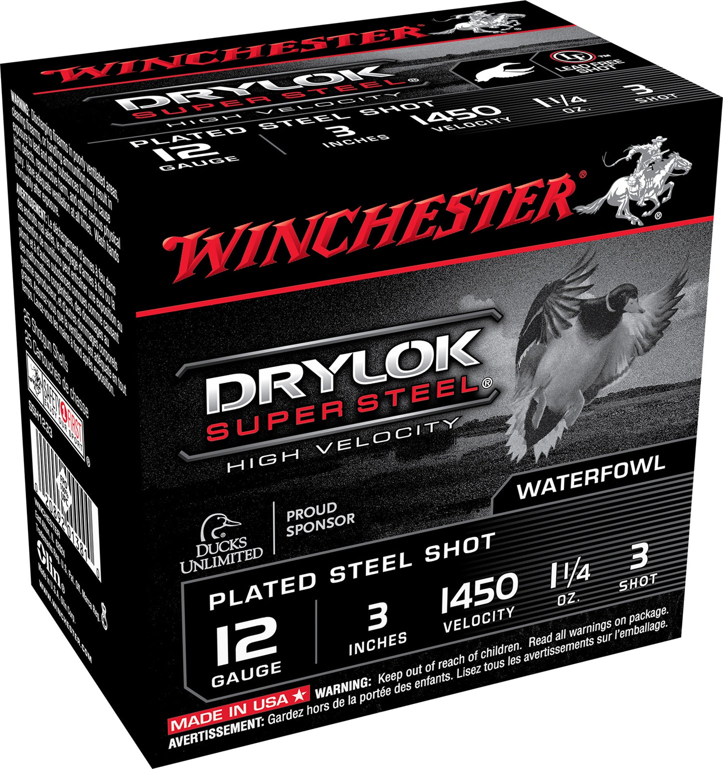 Winchester Ammo SSH1233 Drylok Super Steel High Velocity 12Gauge 3" 1 1/4oz 3Shot 25 Per Box/10 Case