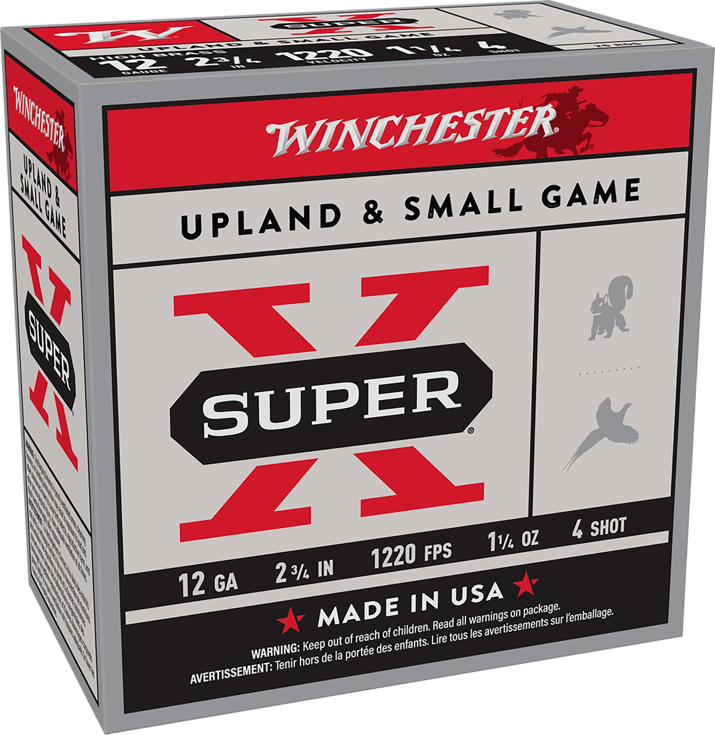 Winchester Ammo X12P4 Super X Game Load High Brass 12Gauge 2.75" 1 1/4oz 4Shot 25 Per Box/10 Case *Pheasant