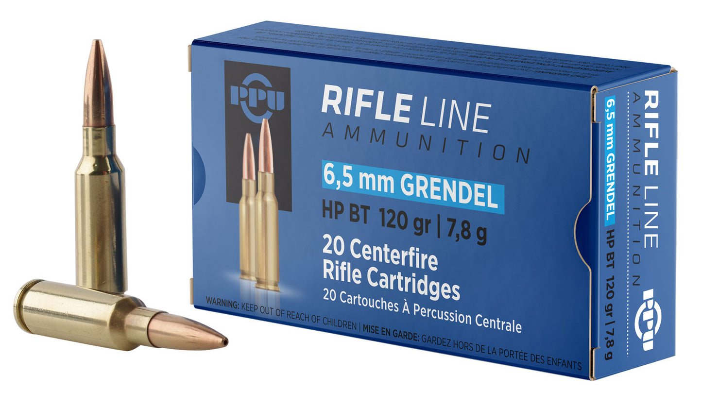 PPU PP6GH Standard Rifle 6.5Grendel 120gr Hollow Point Boat Tail 20 Per Box/25 Case