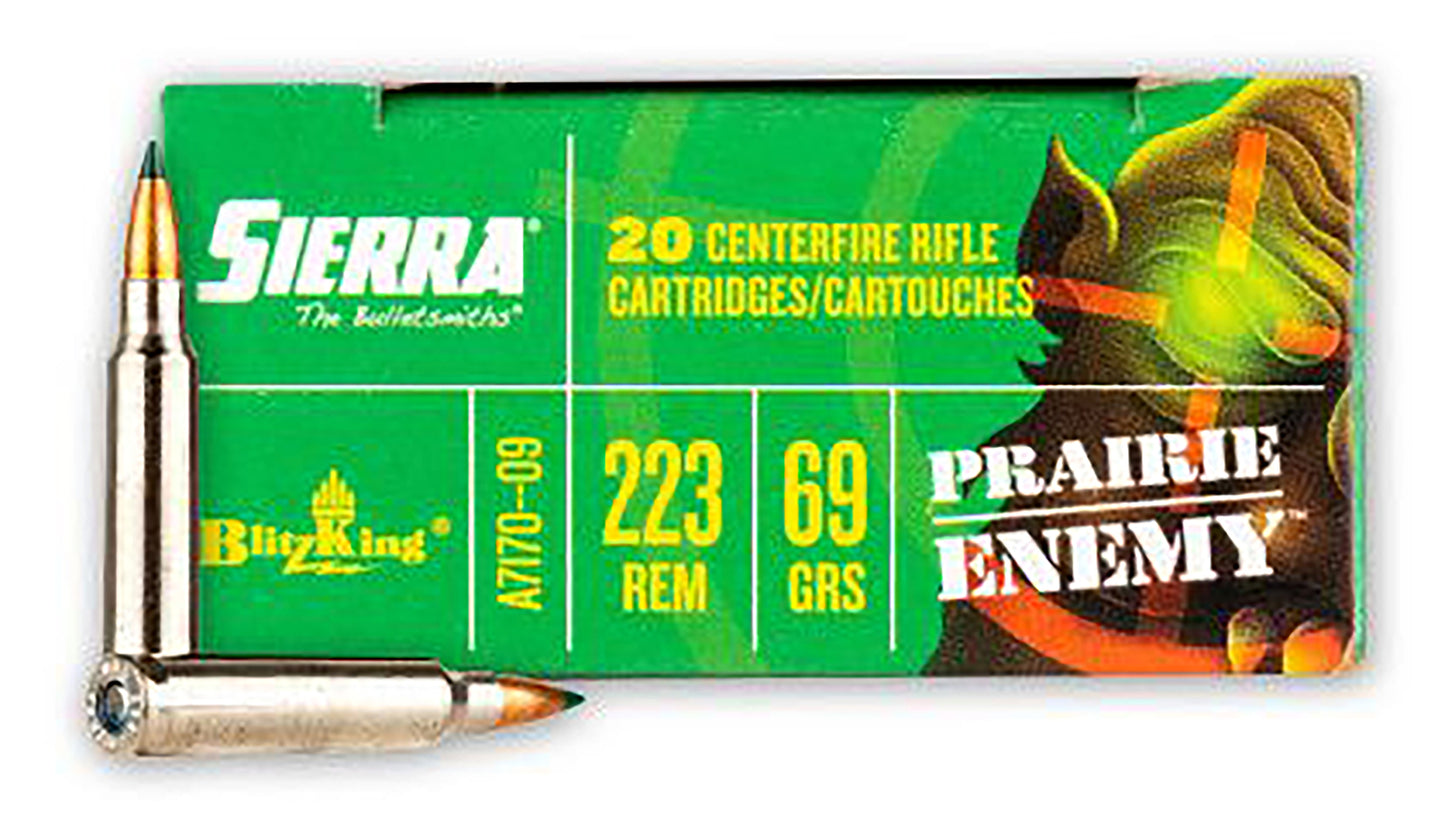 Sierra A717009 Prairie Enemy 223Rem 69gr Sierra BlitzKing 20 Per Box/10 Case