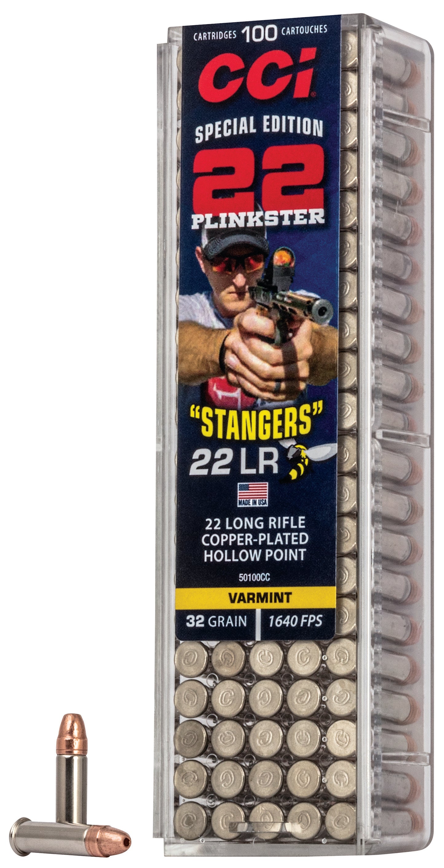 CCI 50100CC Stangers 22LR 32gr Copper Plated Hollow Point 100 Per Box/50 Case