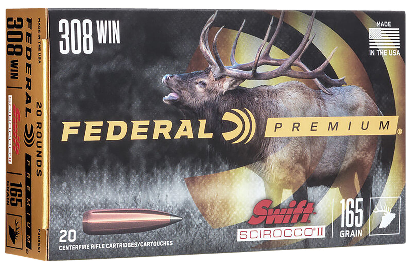 Federal P308SS1 Premium 308Win 165gr Swift Scirocco II 20 Per Box/10 Case