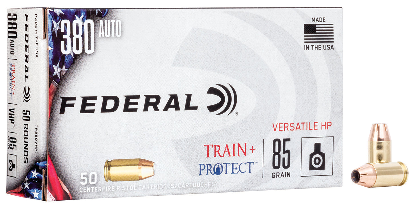 Federal TP380VHP1 Train + Protect 380ACP 85gr Versatile Hollow Point 50 Per Box/10 Case