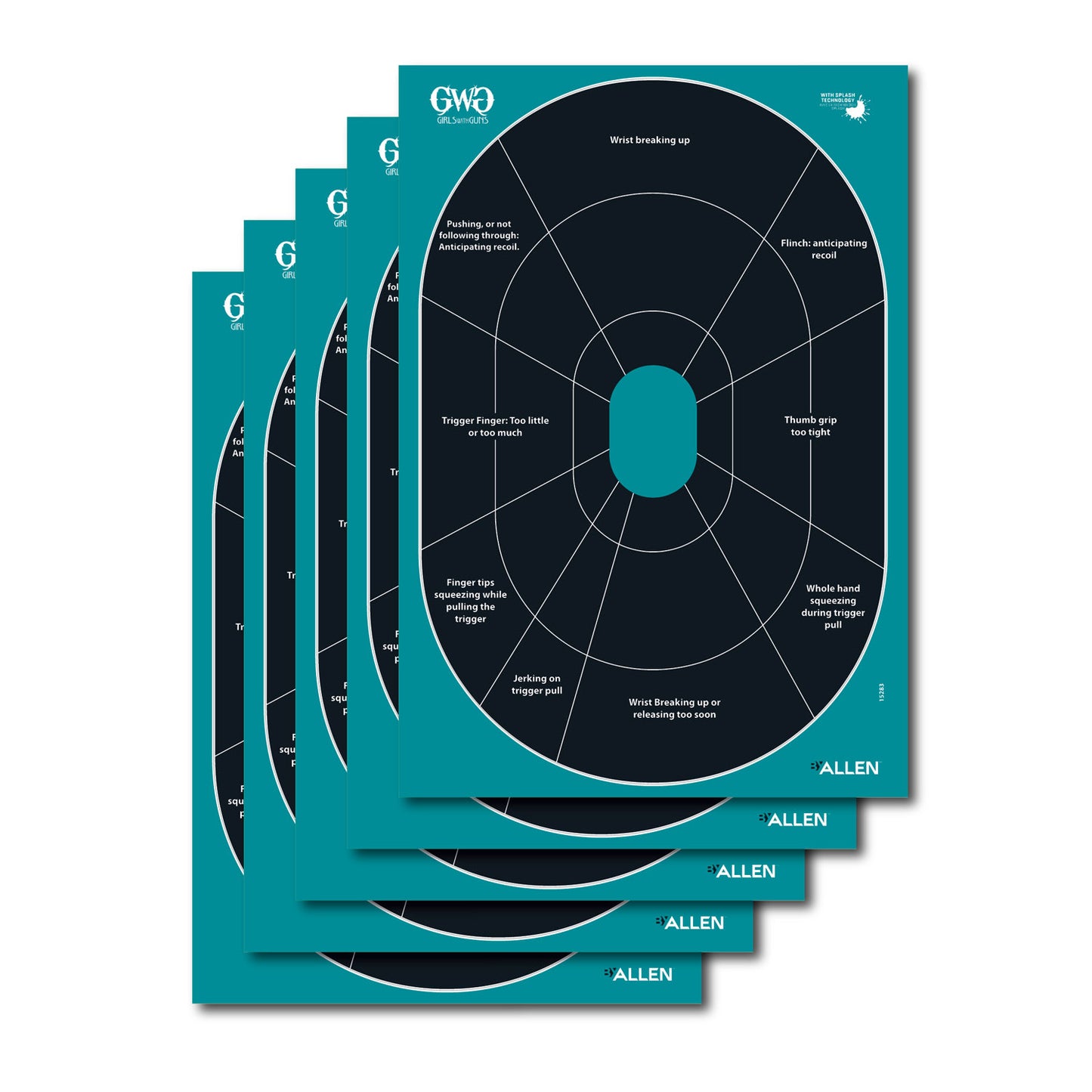 Girls With Guns 15283 Splash Self-Adhesive Paper Black/Teal 12"x18" Oval 5 Pack