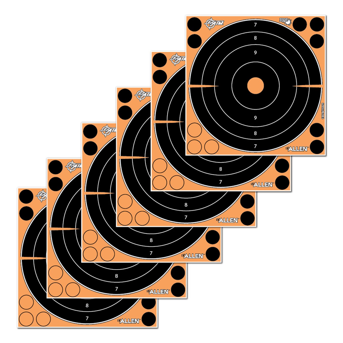 EZ-Aim 15221 Splash Reactive Self-Adhesive Paper Black/Orange 8" Bullseye 30 Pack