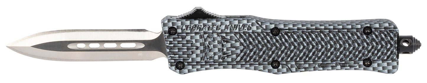 CobraTec Knives SCFCTK1SDADNS CTK-1 Small 2.75" OTF Dagger Plain D2 Steel Blade/Carbon Fiber Aluminum Handle Features Glass Breaker Includes Pocket Clip