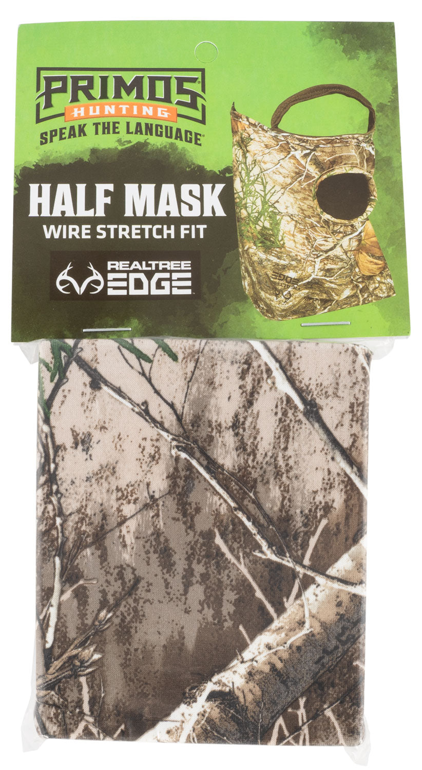 Primos PS6667 Stretch Fit Realtree Edge Neoprene 1/2 Face Mask OSFA