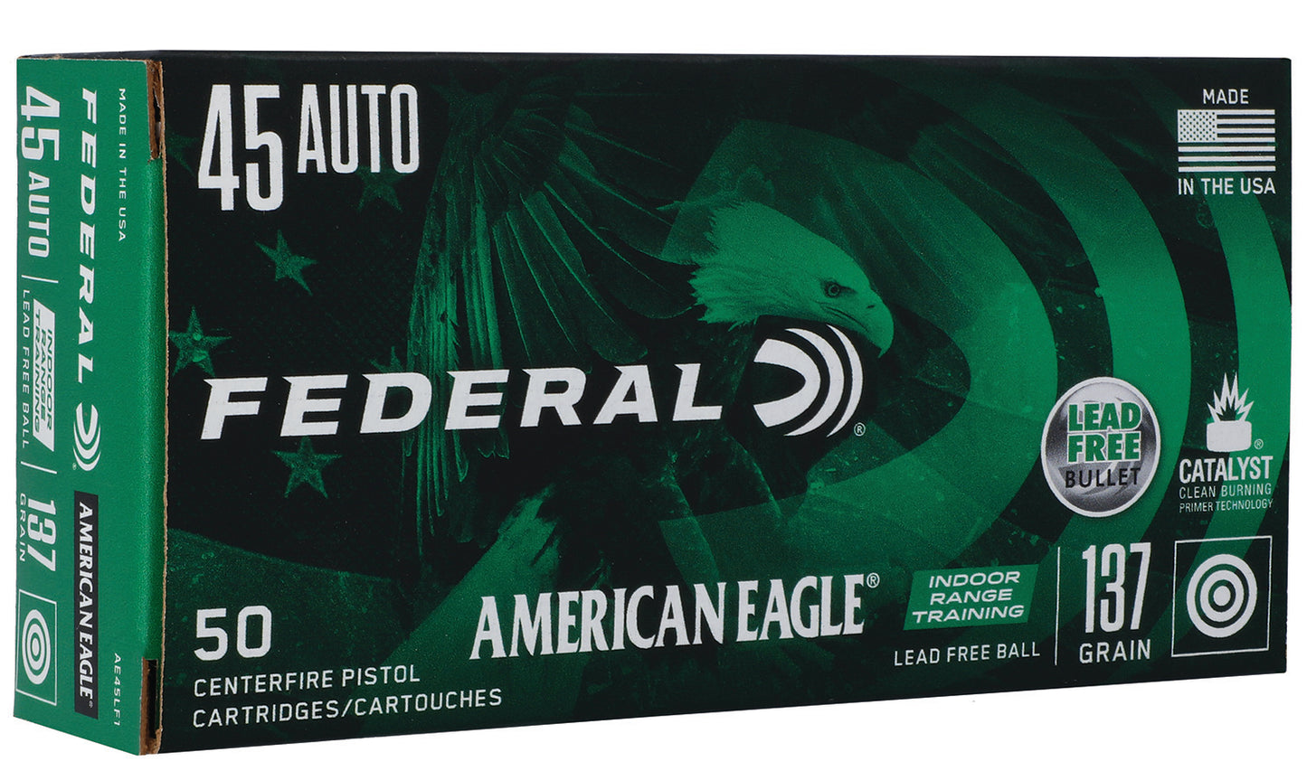 Federal AE45LF1 American Eagle Indoor Range Training 45ACP 137gr Lead Free IRT 50 Per Box/10 Case