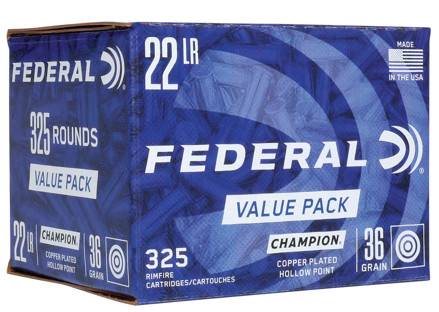 Federal 725 Champion Training Value Pack 22LR 36gr Copper Plated Hollow Point 325 Per Box/10 Case