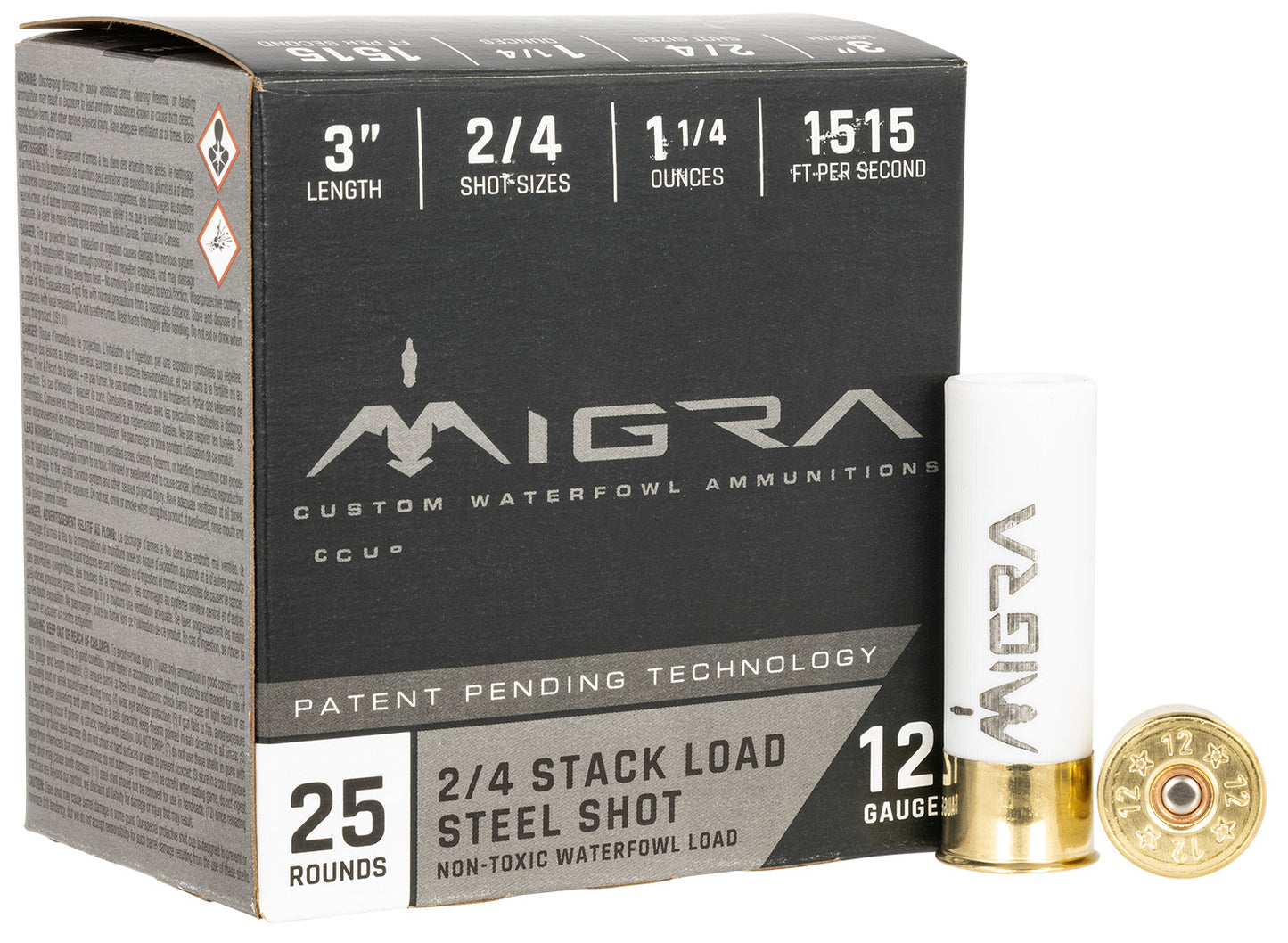 Migra Ammunitions M12S24 Staxd 12Gauge 3" 1 1/4oz 2/4Shot 25 Per Box/10 Case