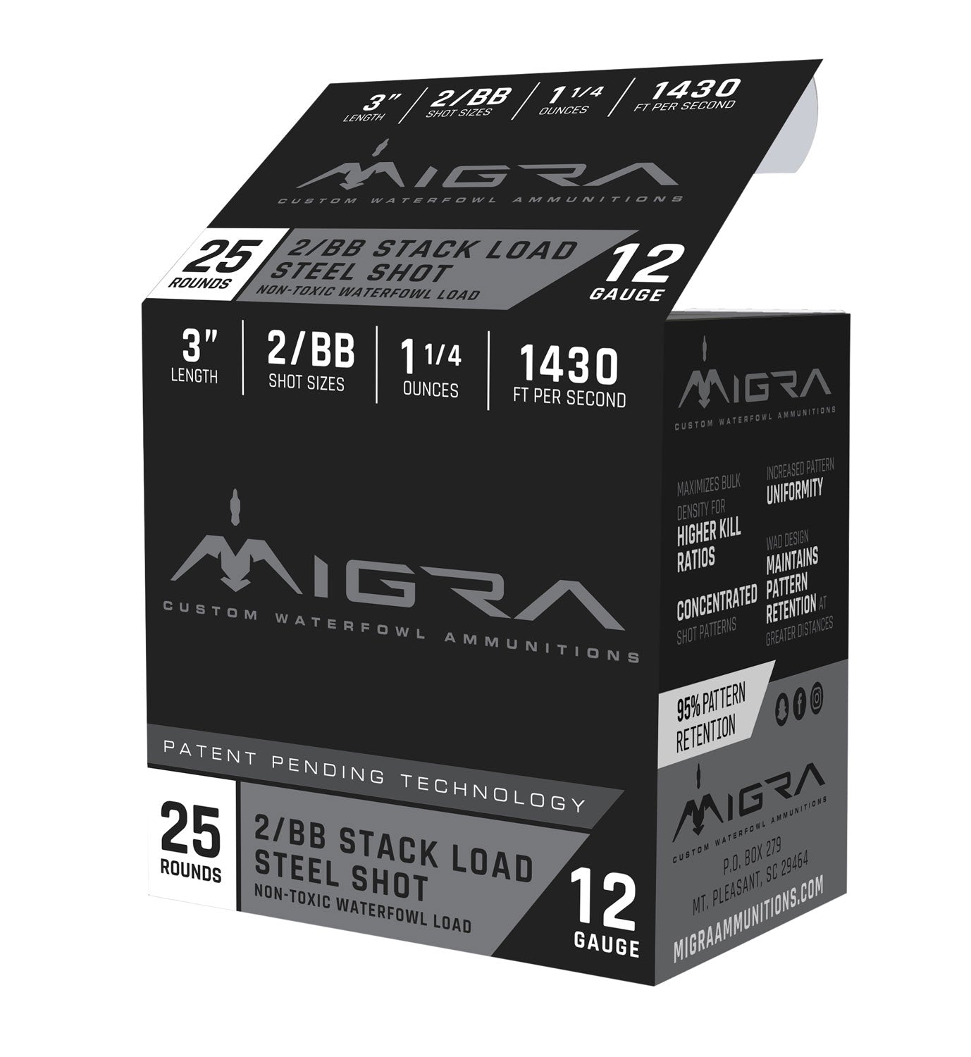 Migra Ammunitions M12S2BB Staxd 12Gauge 3" 1 1/4oz 2/BBShot 25 Per Box/10 Case