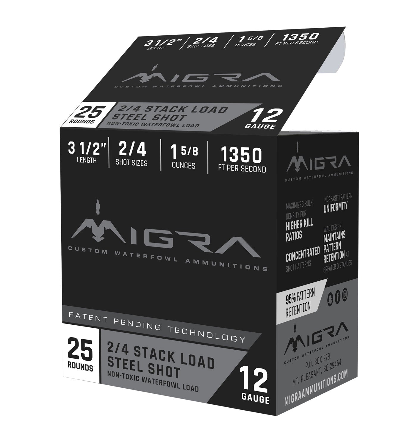 Migra Ammunitions M12LS24 Combinational 12 Gauge 3.50" 1 5/8 oz 2, 4 Shot 25 Per Box/10 Cs