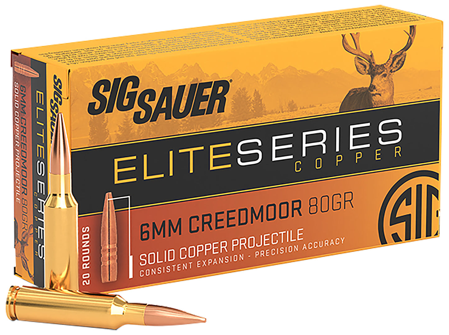 Sig Sauer E6MMCH120 Elite Copper Hunting 6mmCreedmoor 80gr Copper Solid 20 Per Box/10 Case