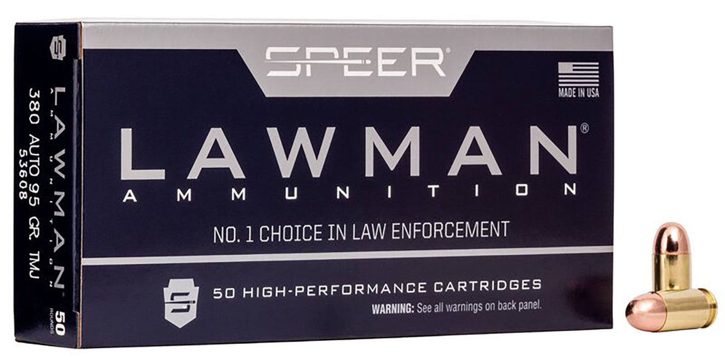 Speer 53608 Lawman 380ACP 95gr Total Metal Jacket 50 Per Box/20 Case