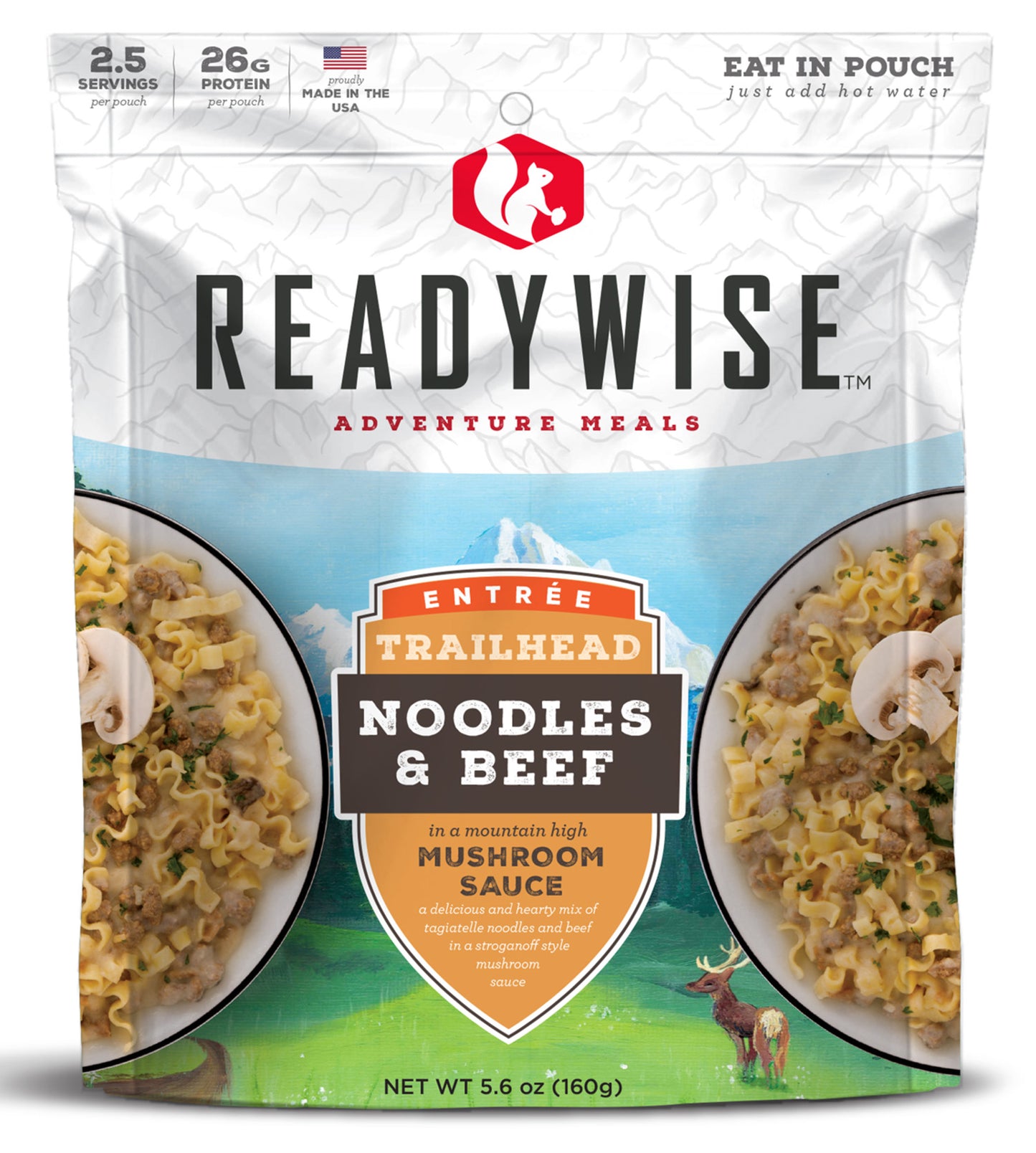 ReadyWise RW05004 Trailhead Noodles & Beef 2.5 Servings In A Resealable Pouch, 6 Per Case