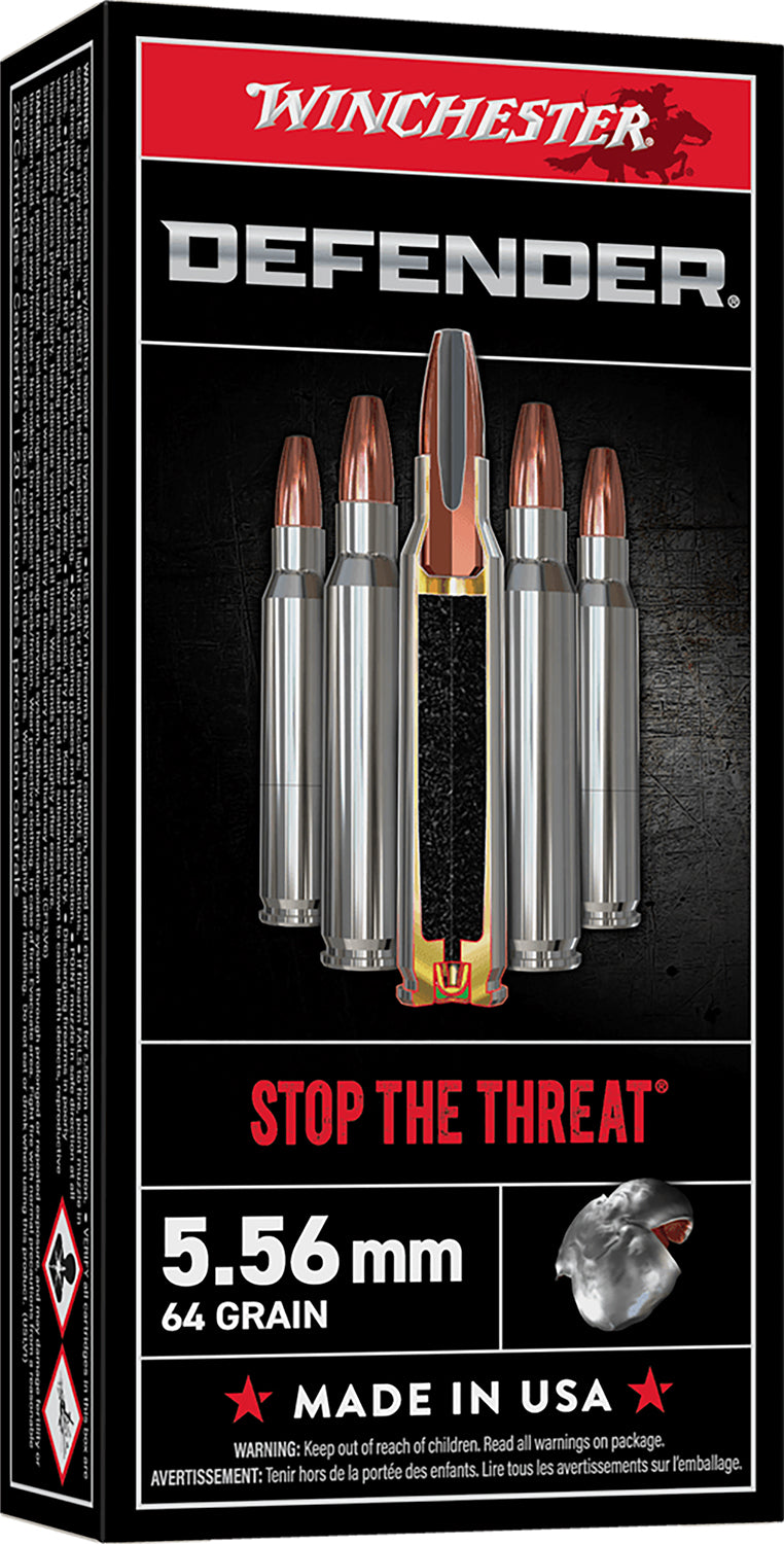 Winchester Ammo S556PDB Defender 5.56x45mmNATO 64gr Bonded Solid Base 20 Per Box/10 Case