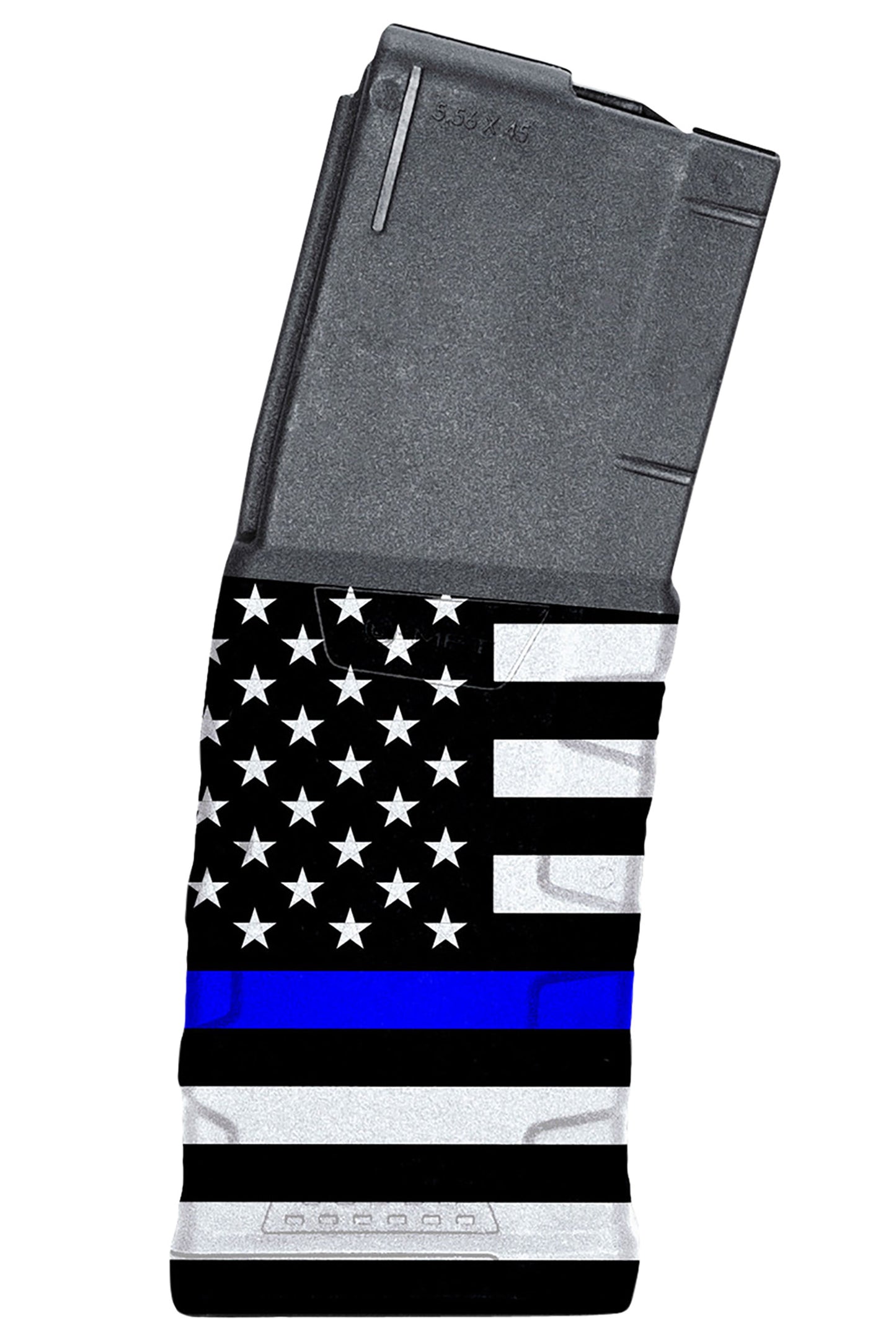 Mission First Tactical EXDPM556AMB1 Extreme Duty 30rd 223 Rem/5.56x45mm Fits AR-15/M4 Black w/Blue Line American Flag Polymer