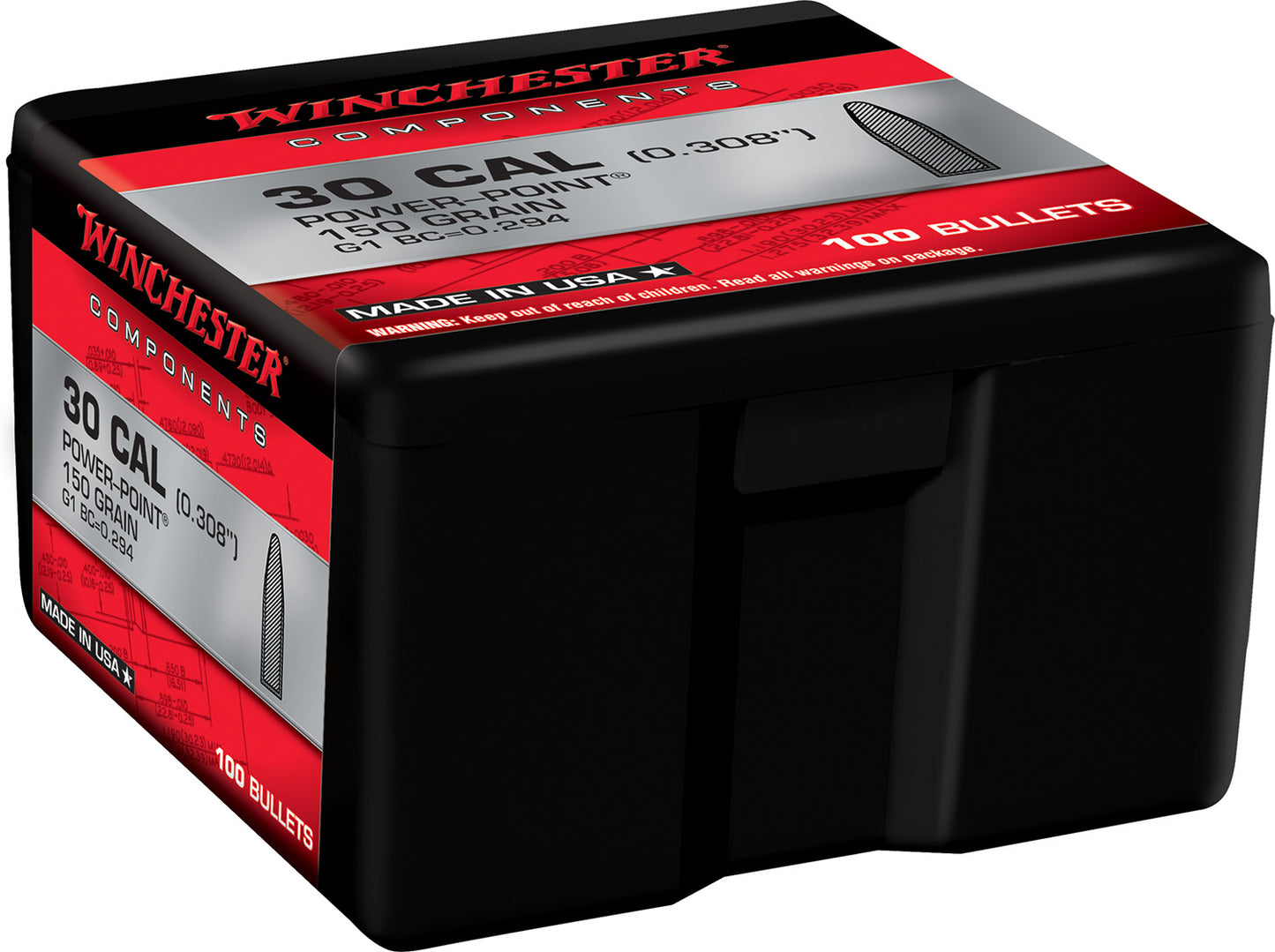 Winchester Ammo WB30FN150X Centerfire Rifle 30-30Win 150gr Power Point Flat Nose 100 Per Box/10 Case