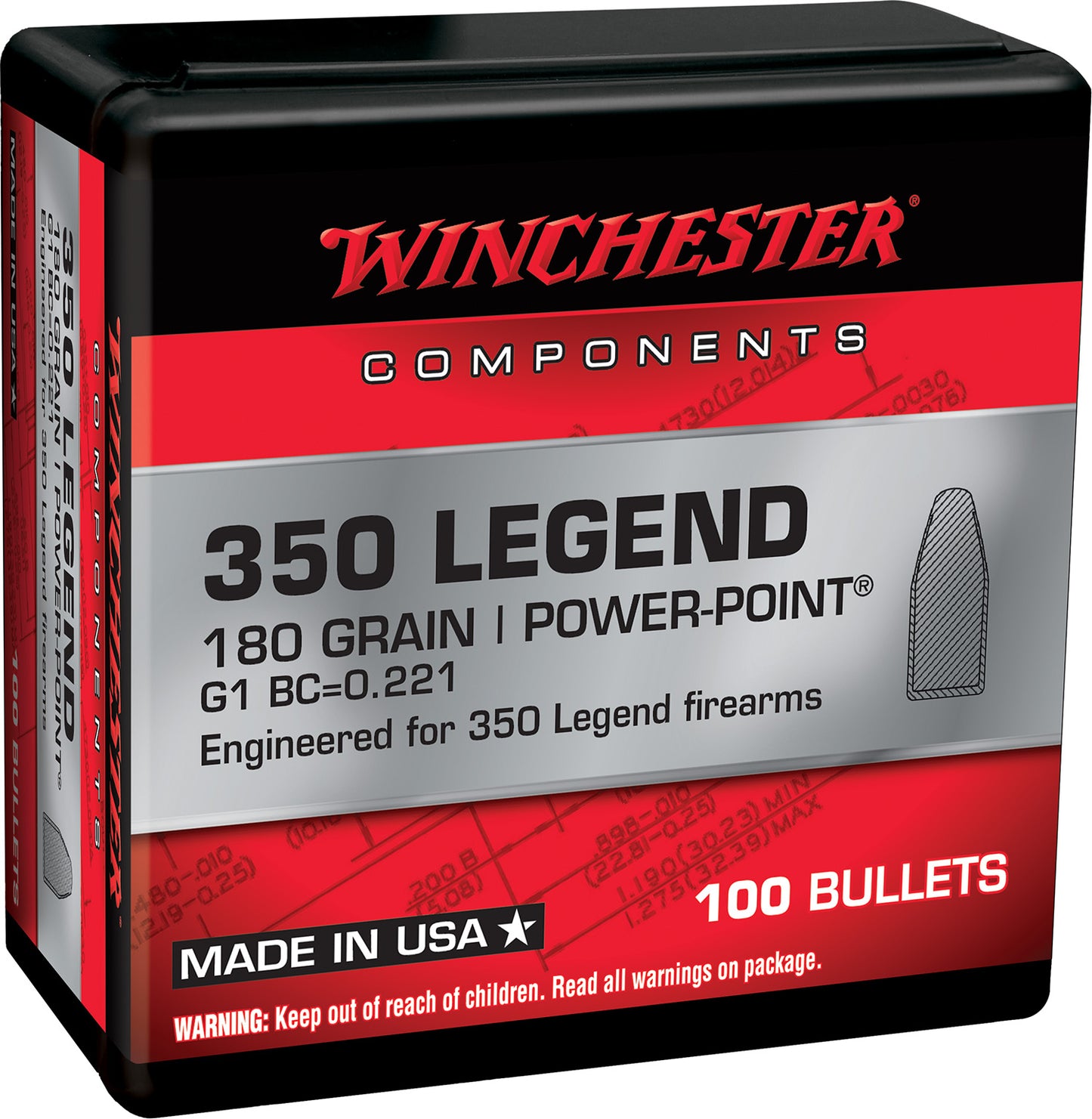 Winchester Ammo WB350P180X Centerfire Rifle 350Legend 180gr Power Point 100 Per Box/10 Case