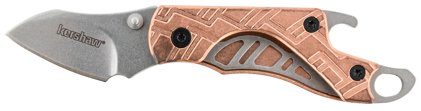 Kershaw 1025CUX Cinder 1.40" Folding Drop Point Plain Stonewashed 3Cr13MoV SS Blade Copper Handle Includes Key Ring