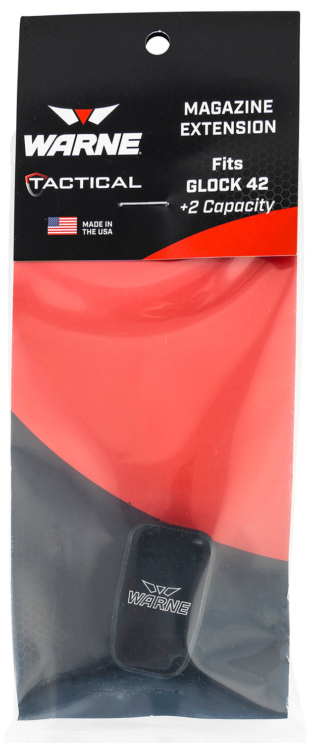 Warne MEG422BLK Magazine Extension made of 6061-T6 Aluminum with Hardcoat Anodized Black Finish for Glock 42 Magazines (Adds 2rds)