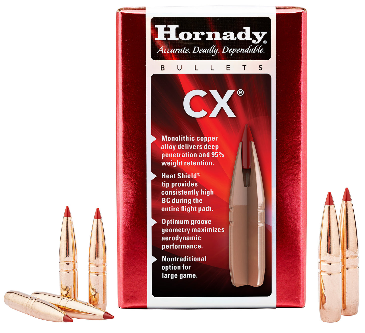 Hornady 30738 CX 30 Cal 190 gr Copper Solid 50 Per Box/ 25 Case