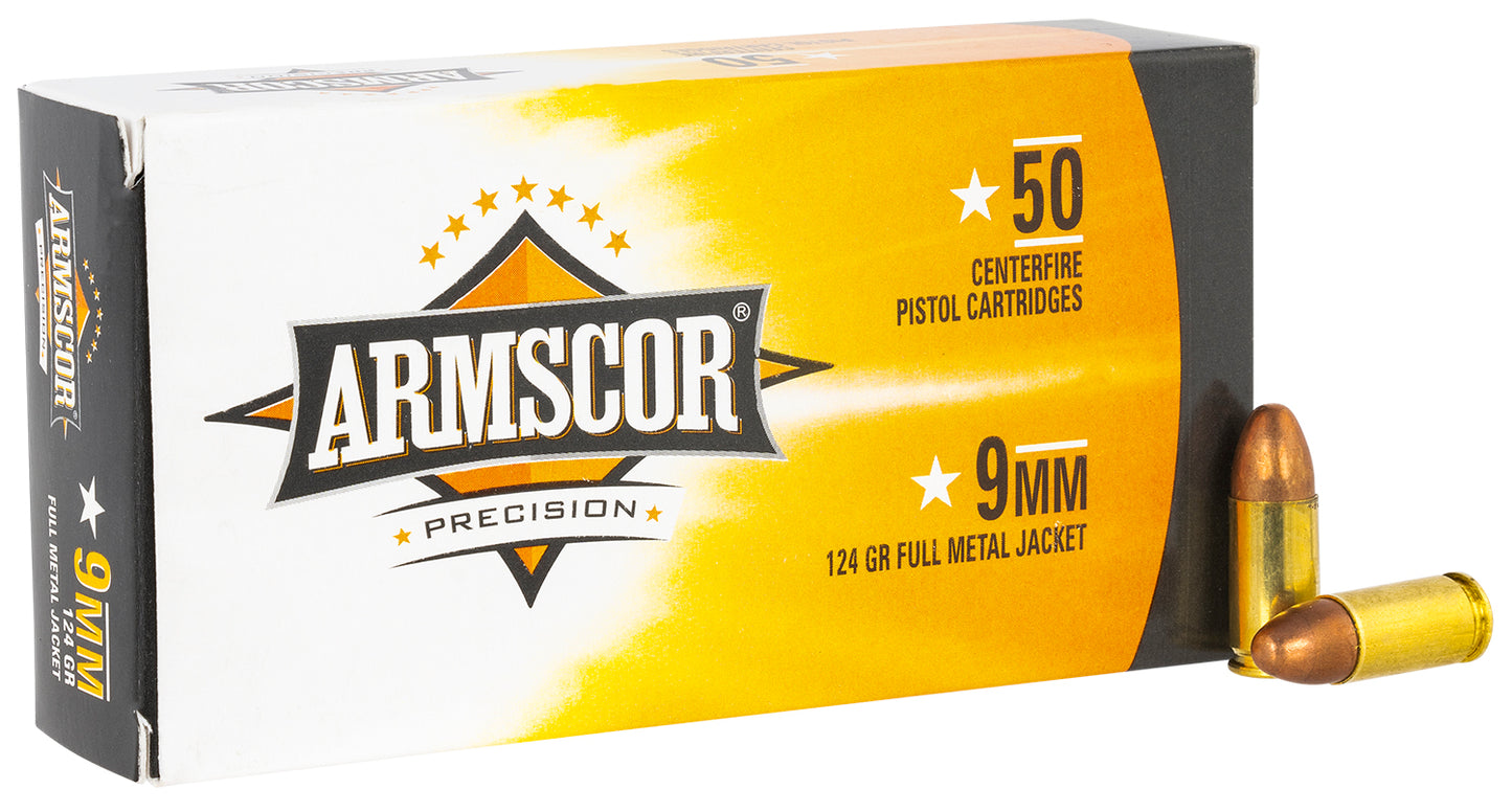 Armscor 50041PH Precision 9mmLuger 124gr Full Metal Jacket 50 Per Box/20 Case