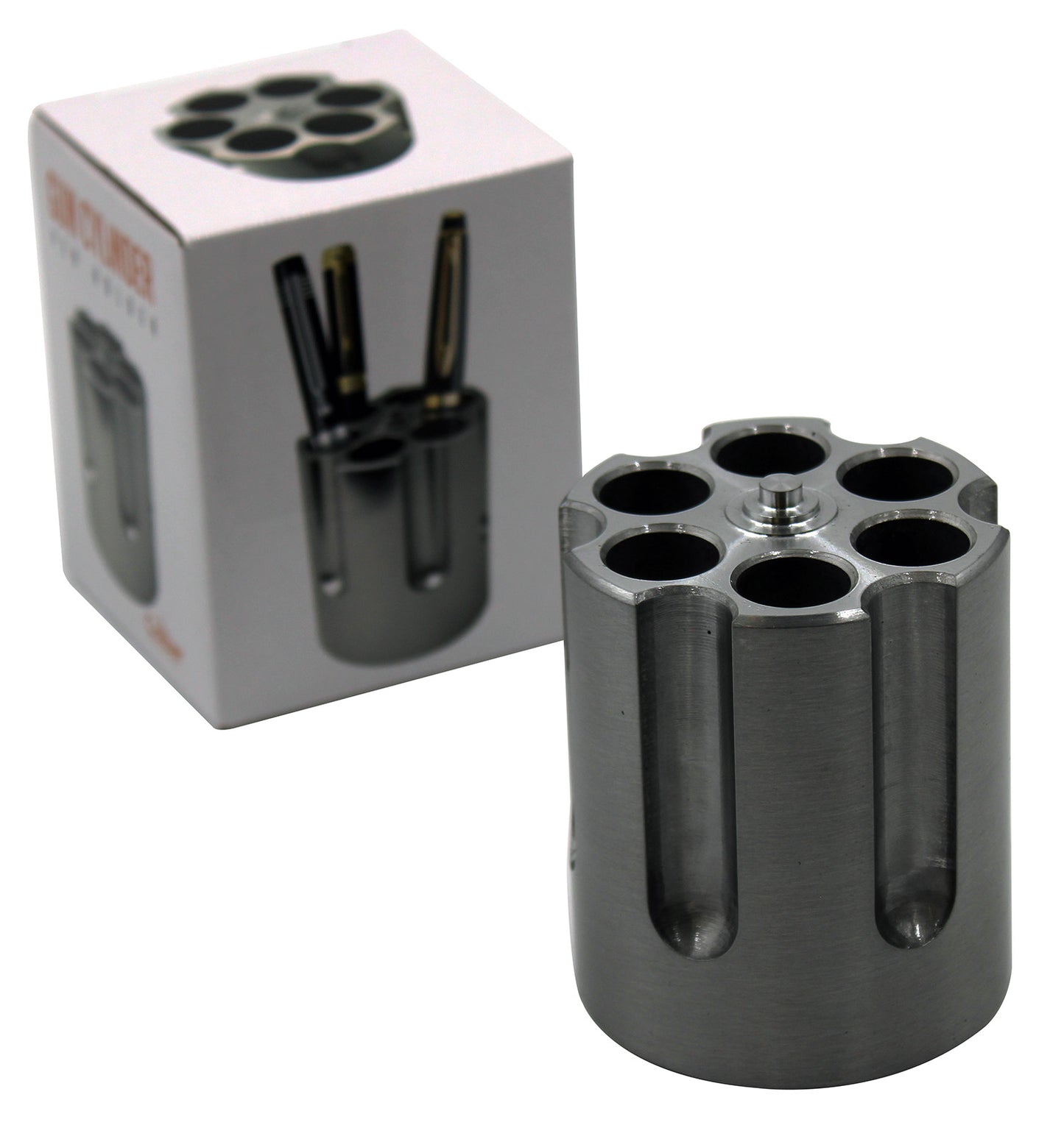Caliber Gourmet CBG1007BK Caliber Gourmet Cylinder Pen Holder Black Aluminum 3.25" x 2.75" Pistol Cylinder