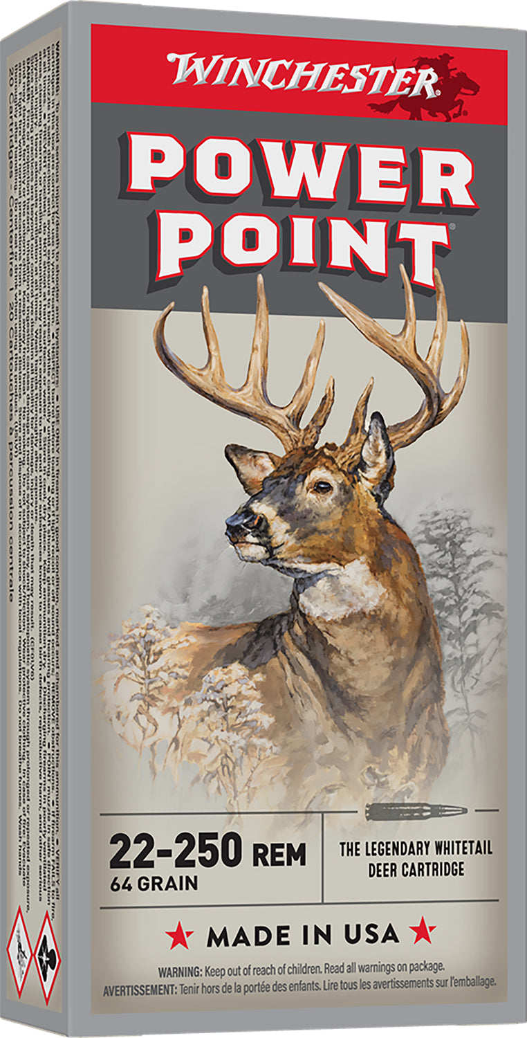 Winchester Ammo X222502 Power-Point 22-250Rem 64gr 20 Per Box/10 Case