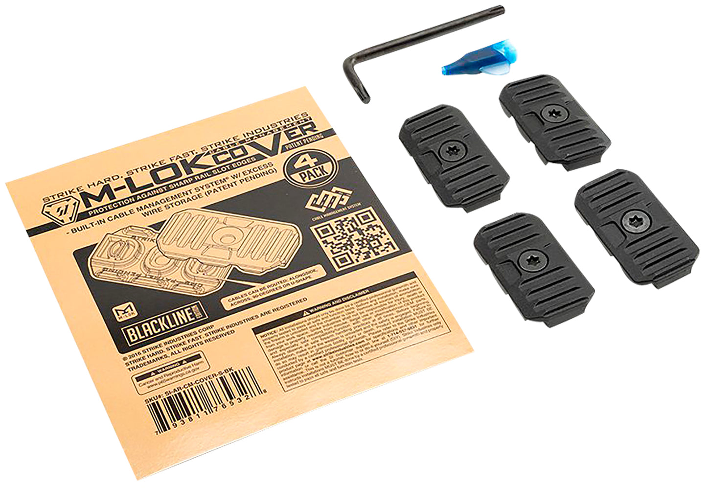 Strike Industries ARCMCOVERSBK Cable Management Cover Short 1.57"L Black Polymer for M-Lok