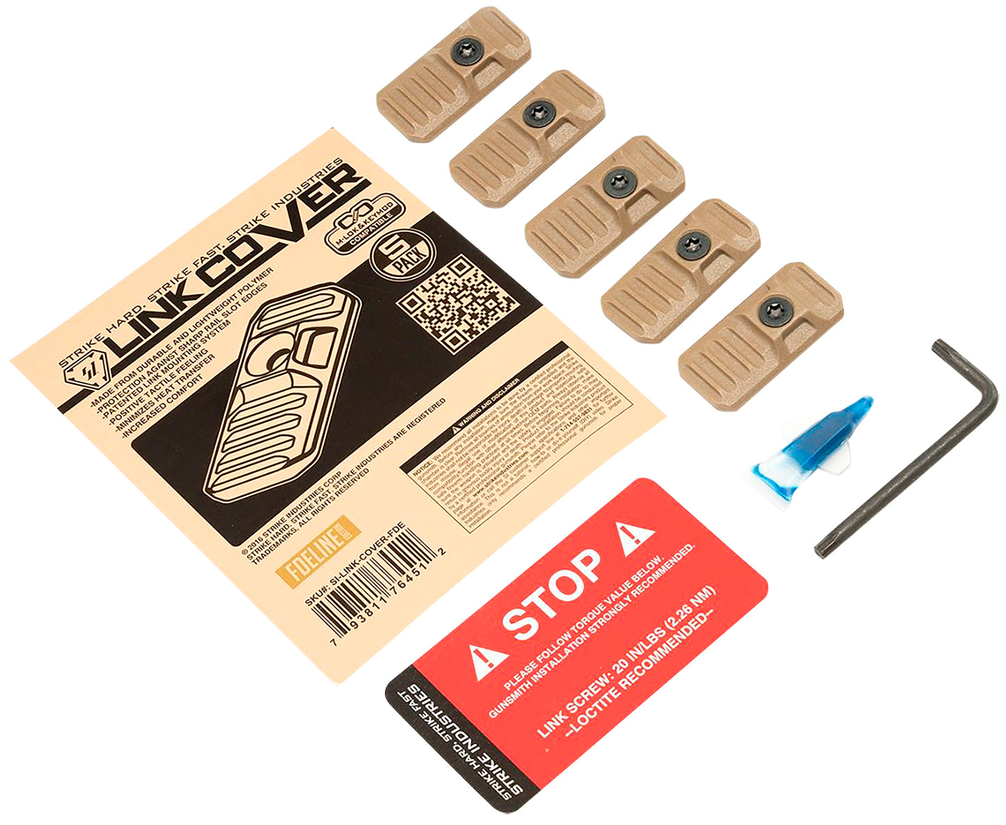 Strike Industries LINKCOVERFDE LINK Cover Flat Dark Earth Polymer for M-lok & Keymod Rails 5 Pack
